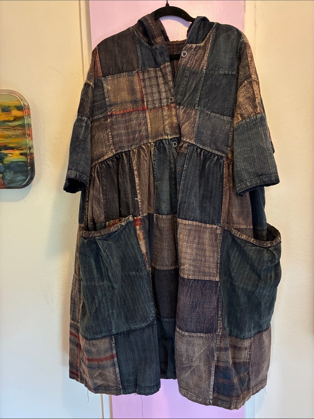 Buykud Patchwork Hooded Midi Dress
